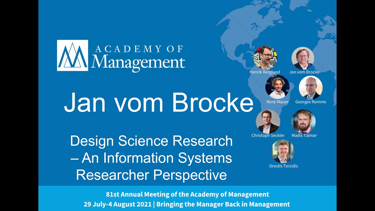 Jan vom Brocke: Design Science Research &ndash;&nbsp;An Information Systems Perspective | AoM PDW 2021