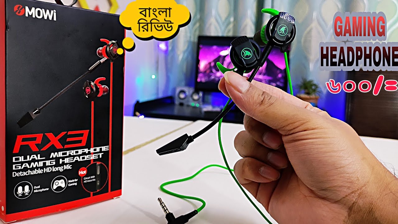 Mowi RX3 headphone review in Bangla|| Mowi RX3 Gaming Headphone With dual Microphone || UnboxingBD