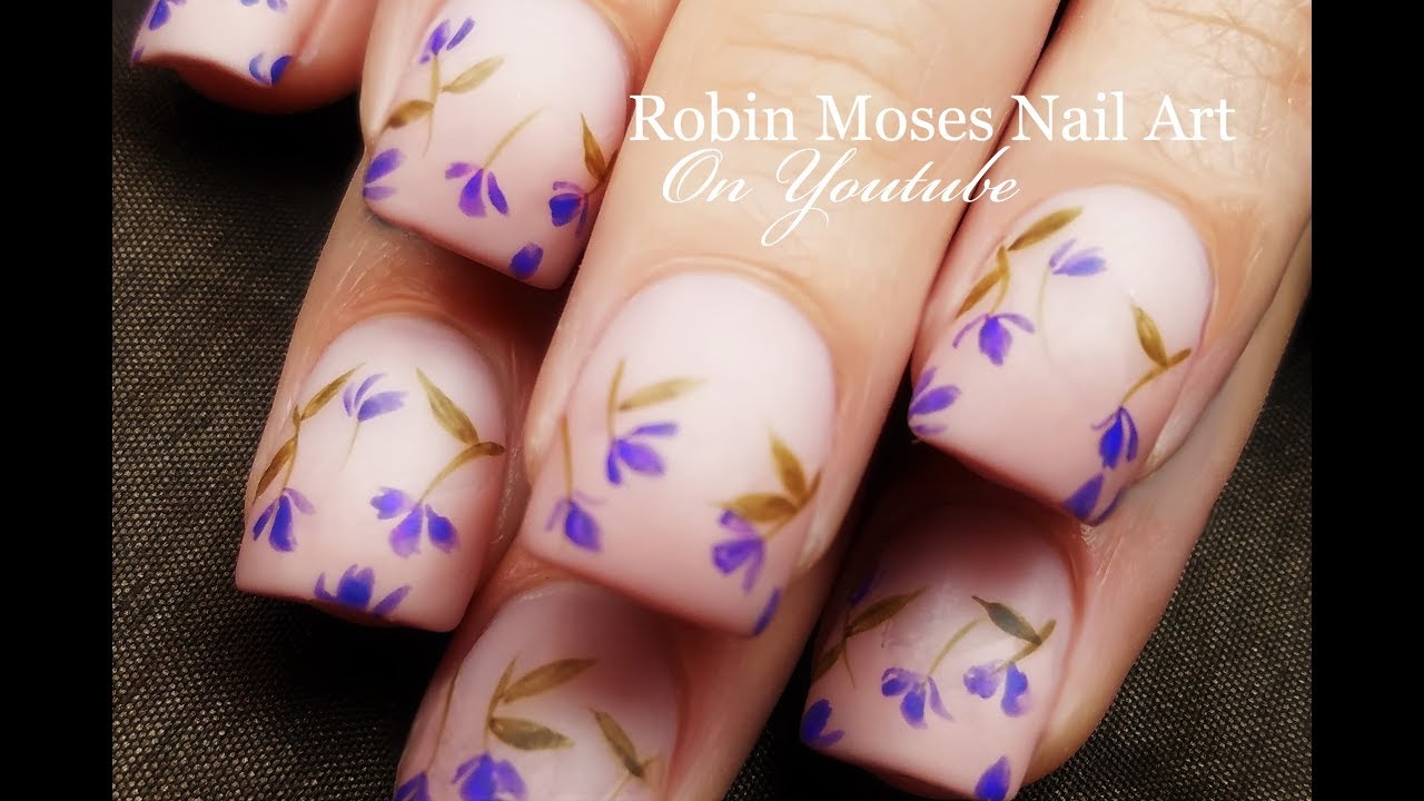 Falling Lavender Flowers | DIY Easy Beginner Nail Art Design Tutorial
