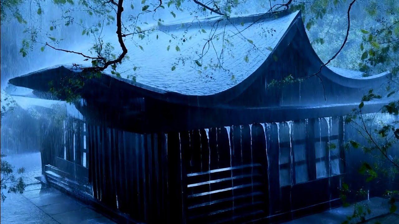 The Sound of Heavy Rain & Massive Thunder on the Moss-Covered Corrugated Iron Roof for Sweet Sleep