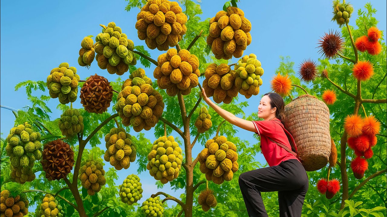 Brave Woman Harvests Wild Rose Myrtle Fruit in the Forest to Sell at Local Market | Rural life