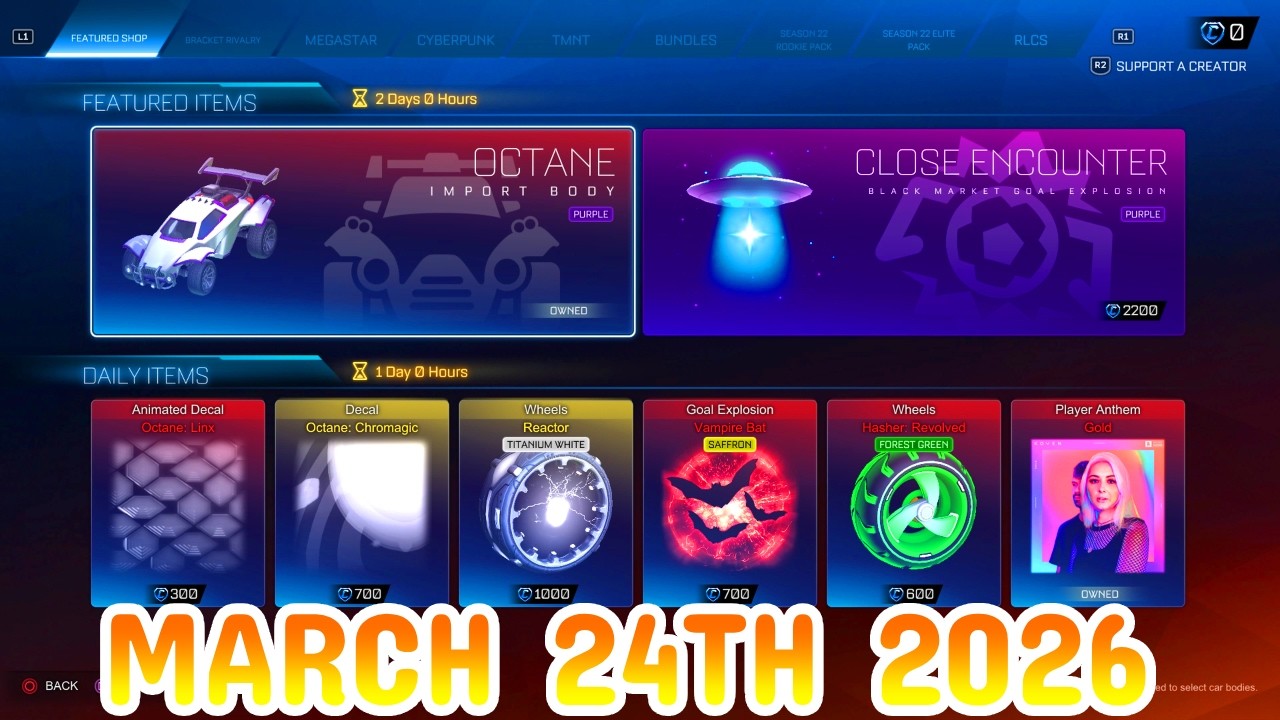 Rocket League ITEM SHOP Daily #485 (24th March 2026)