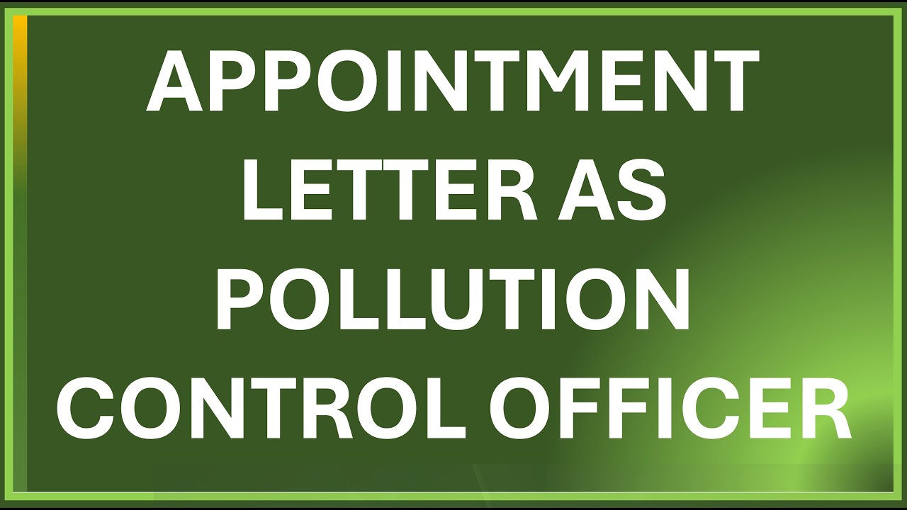 Appointment Letter as Pollution Control Officer