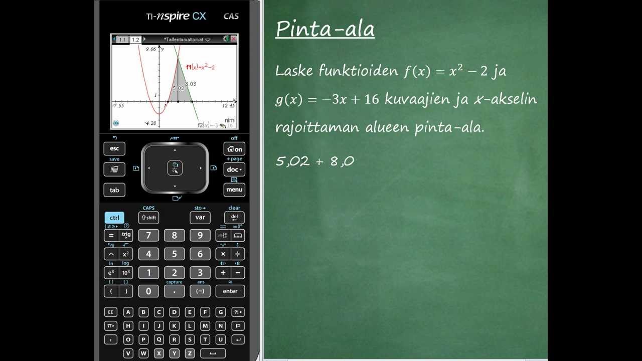 NSPIRE CX CAS: Pinta-ala graafisesti integroimalla