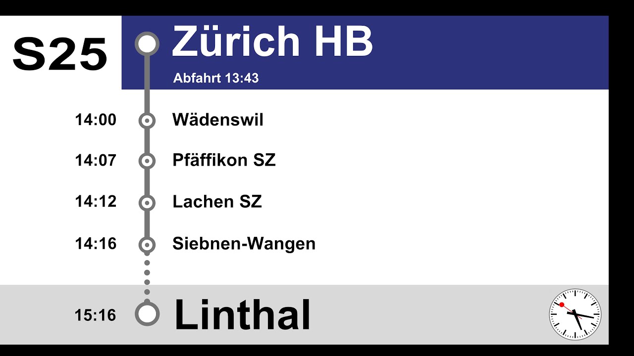 ZVV Ansagen, S25 (Zürich HB-Linthal) 2023