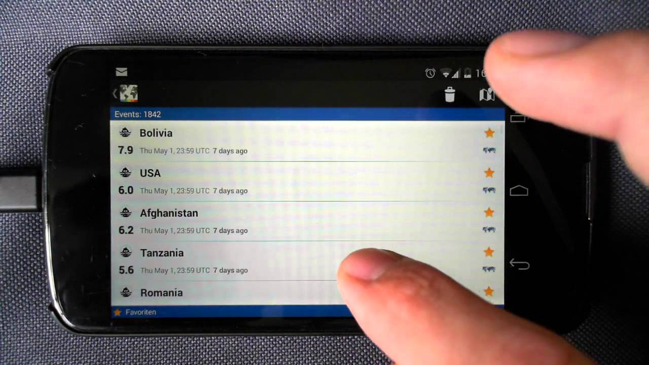 Geohazard app flood events on smartphone