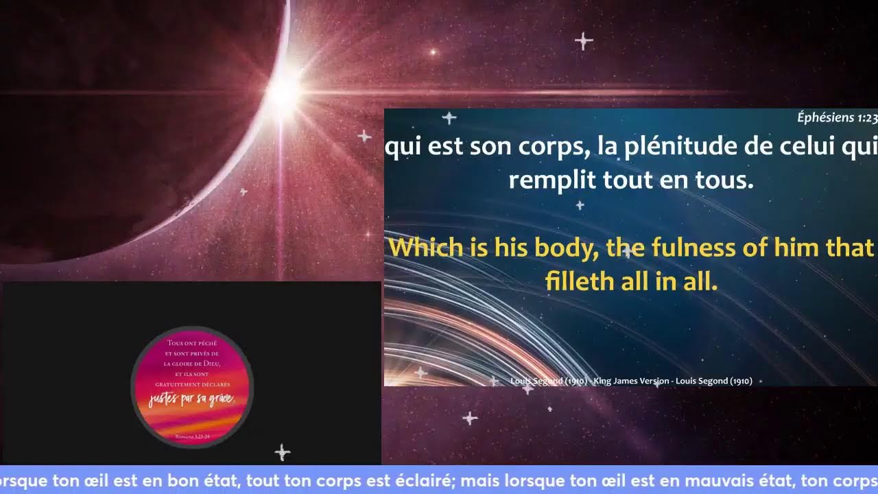 Ton œil est la lampe de ton corps. Lorsque ton œil est en bon état, tout ton corps est éclairé.