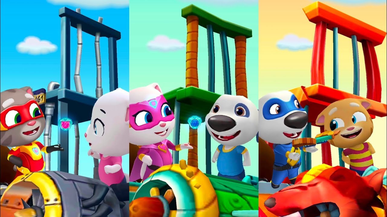 Talking Tom Hero Dash - Discover All The Heroes - Two Screens - All Bosses - New Update TTFJCGDOL