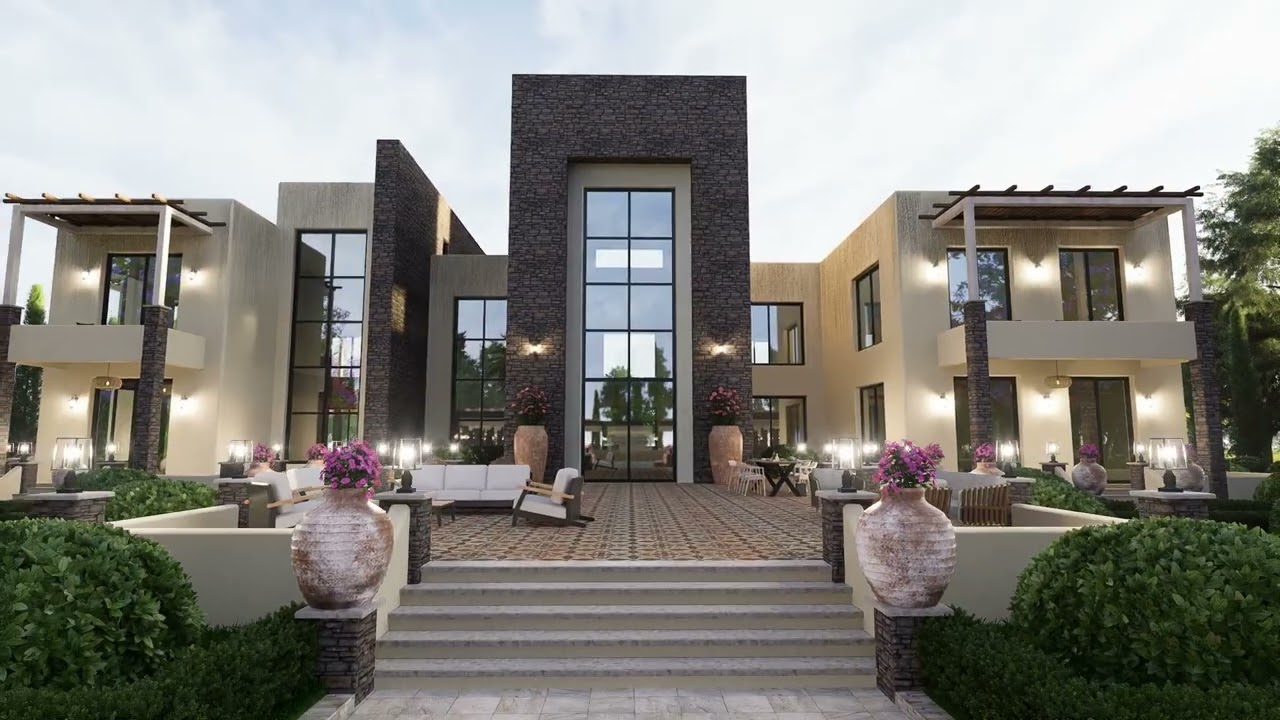 تصميم فيلا ومسبح خارجي - luxury villa design