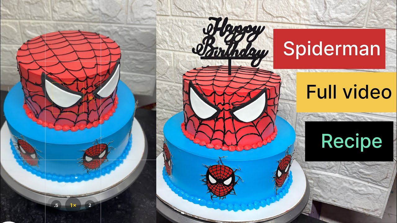 How to make a Spiderman cake \ eggless whipped cream cake #viral 