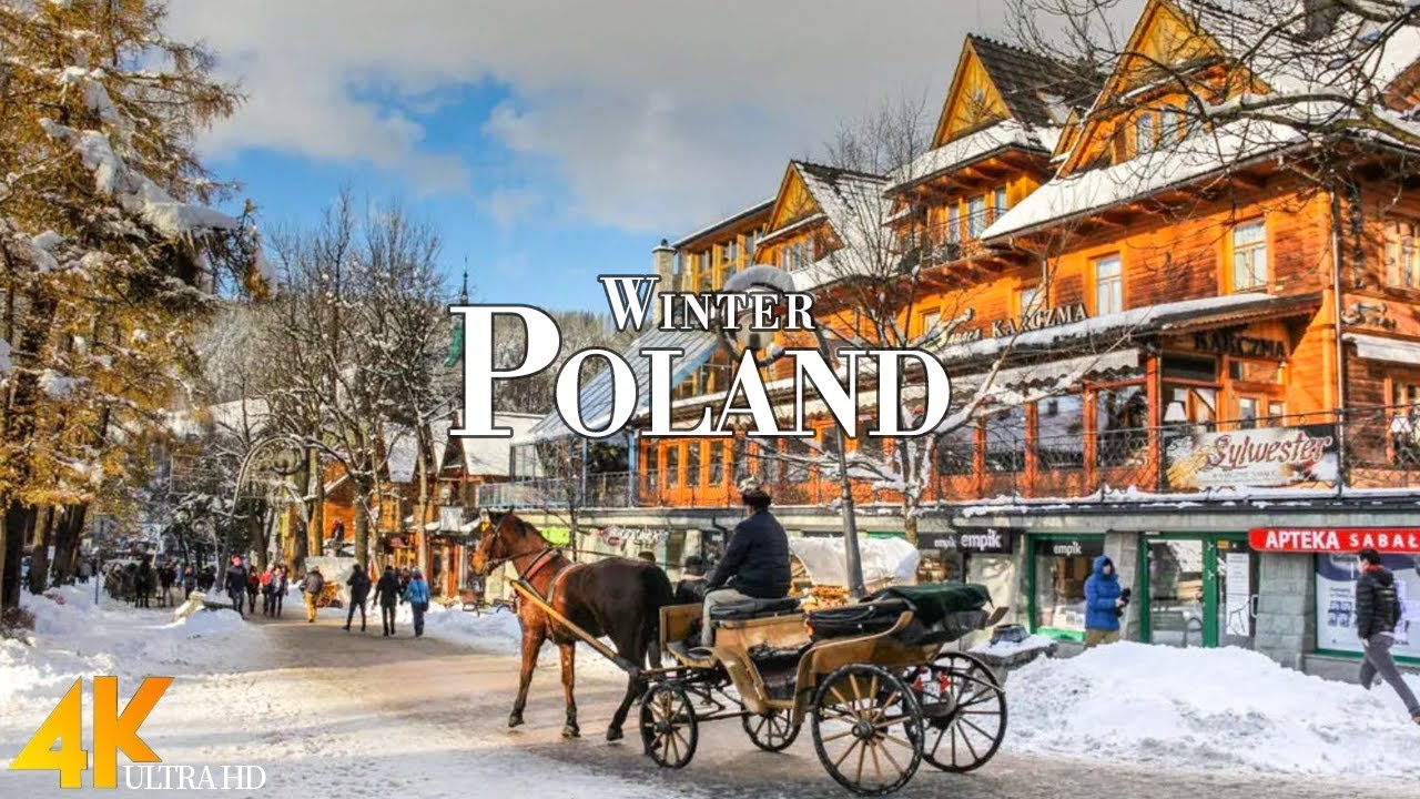 Winter Poland 4K Ultra HD • Enchanting Winter Poland, Scenic Relaxation Film with Calming Music.