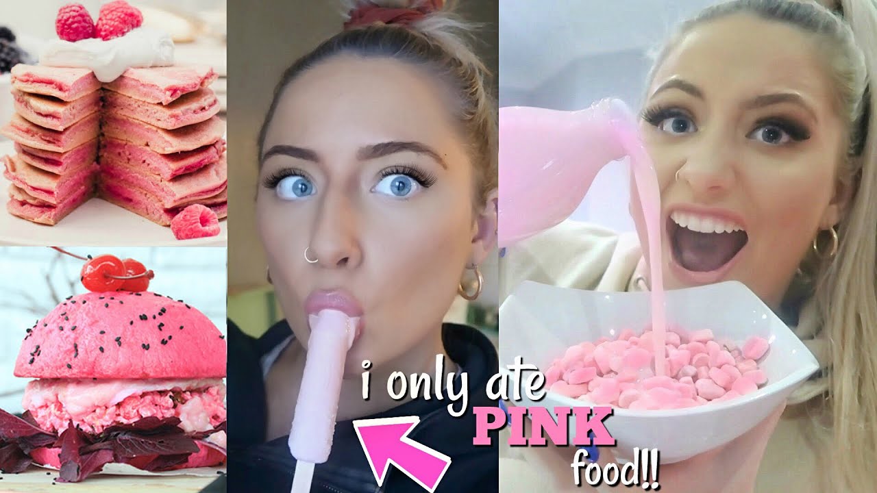 I only ate PINK food for 24 HOURS challenge!!! | Saffron Barker