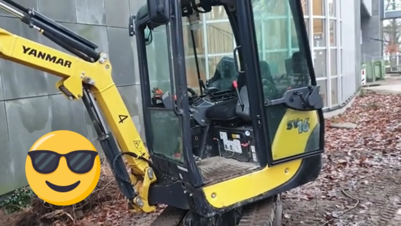 Bagger fahren-Fertigstellung der Böschungsarbeiten mit Minibagger Yanmar SV16