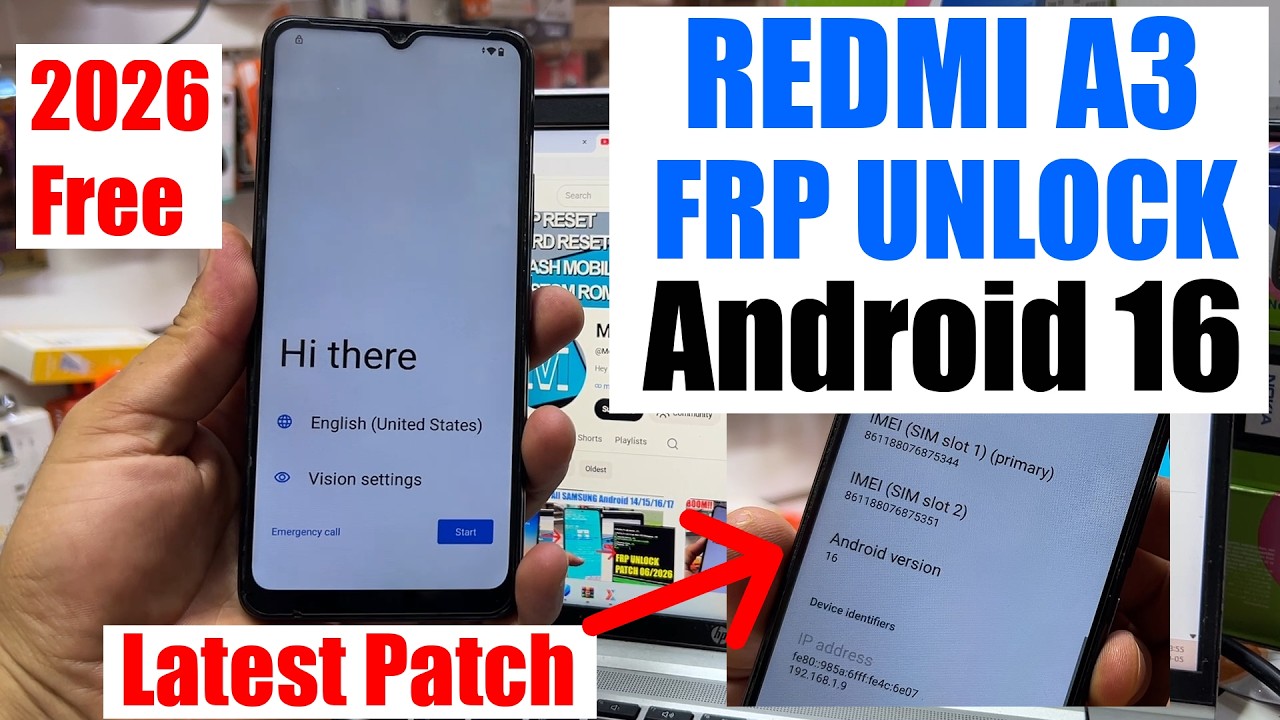Redmi A3 FRP Bypass Android 16 2026 | Remove Google Account redmi 23129RN51X | Redmi a3 FRP Unlock