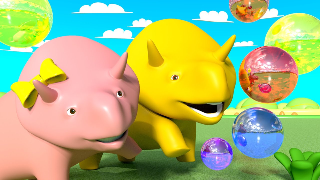 Learn Shapes - Dino and Dina are Playing with a Bubble Machine - Learn with Dino the Dinosaur video