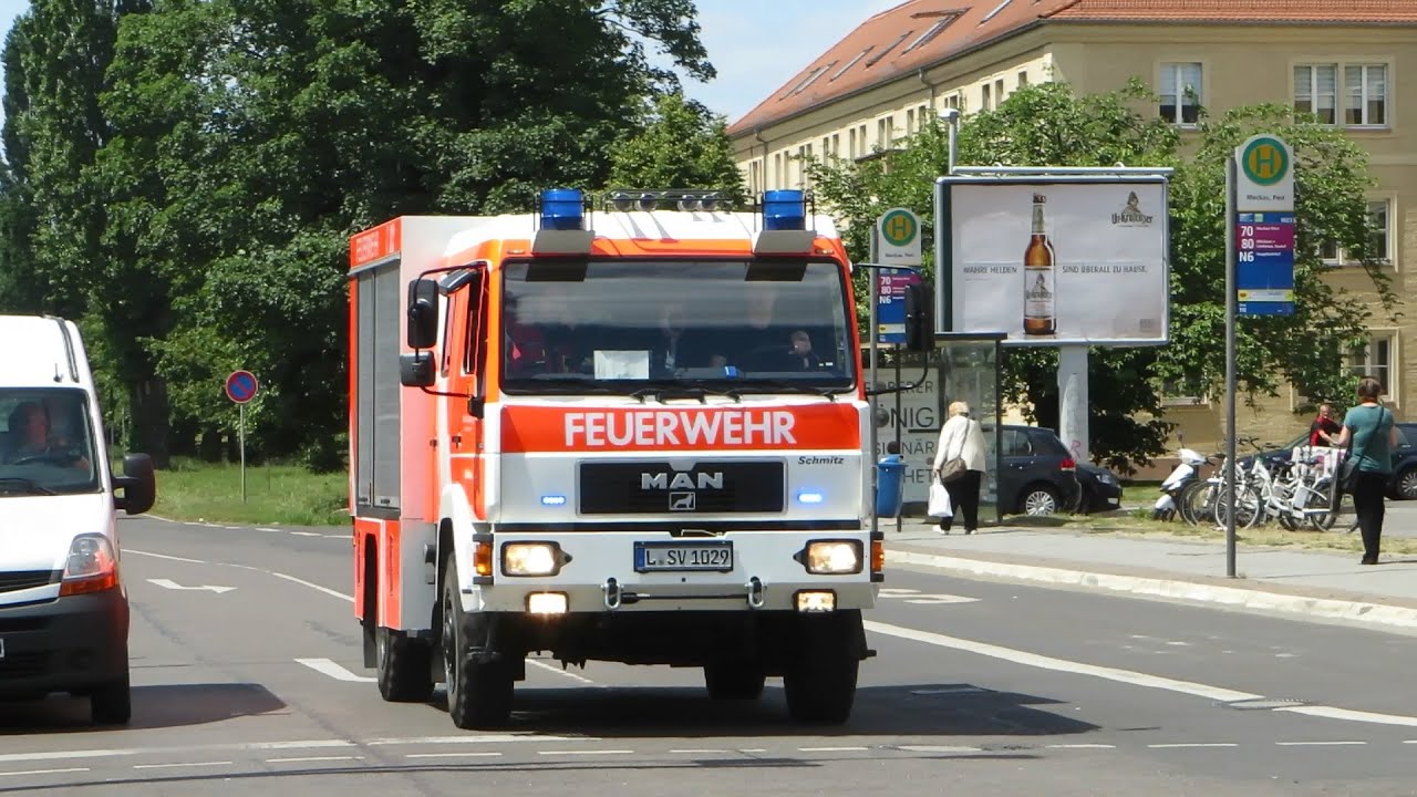 HLF FW Nord + HLF und ELW 1 B-Dienst FW Mitte + SHLF 10/10 FF Leipzig-Wiederitzsch
