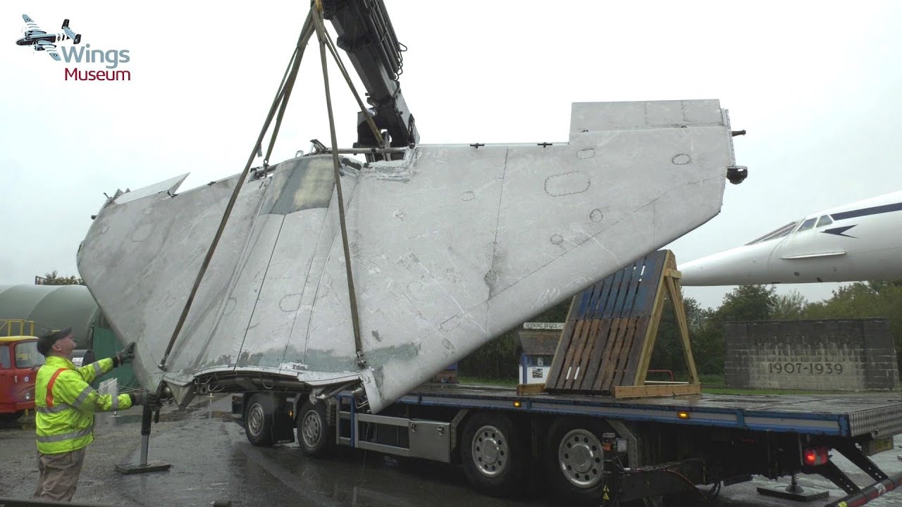 Collecting P.1127 wing from Brooklands Museum for Wings Museum Kestrel XS694 restoration project