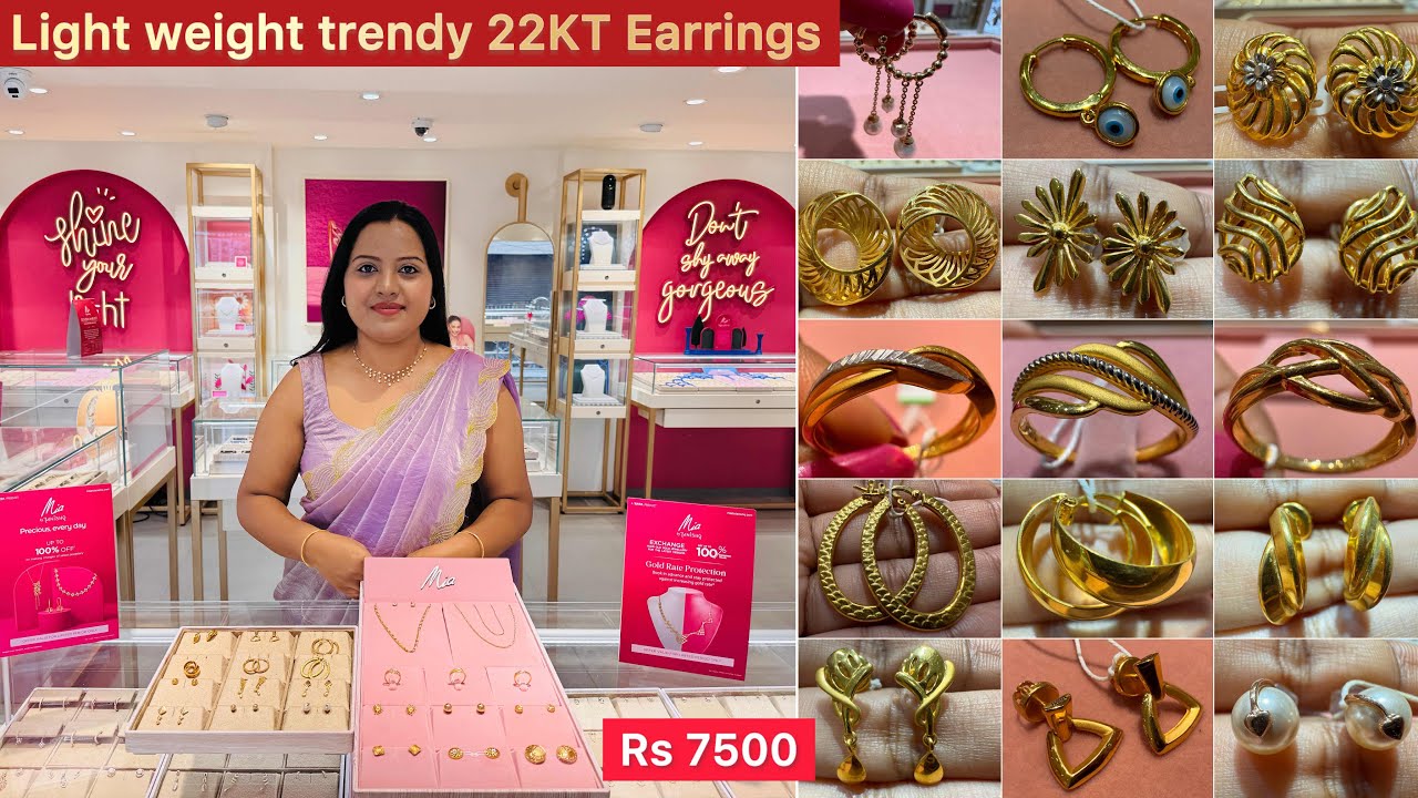 Rs 7500😲Light weight trendy & stylish 22KT Gold earrings for Daily wear/ Office wear / all occasions