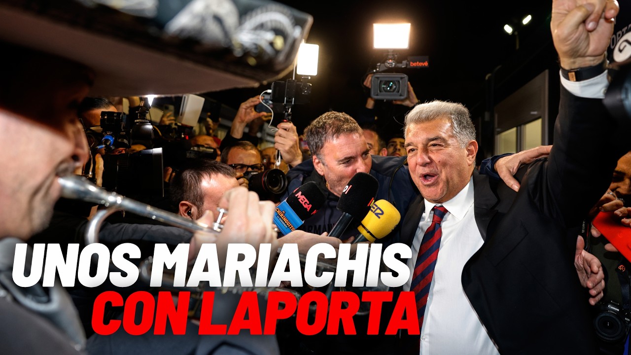 Unos mariachis sorprenden a Laporta tocando el himno del Barça I MARCA