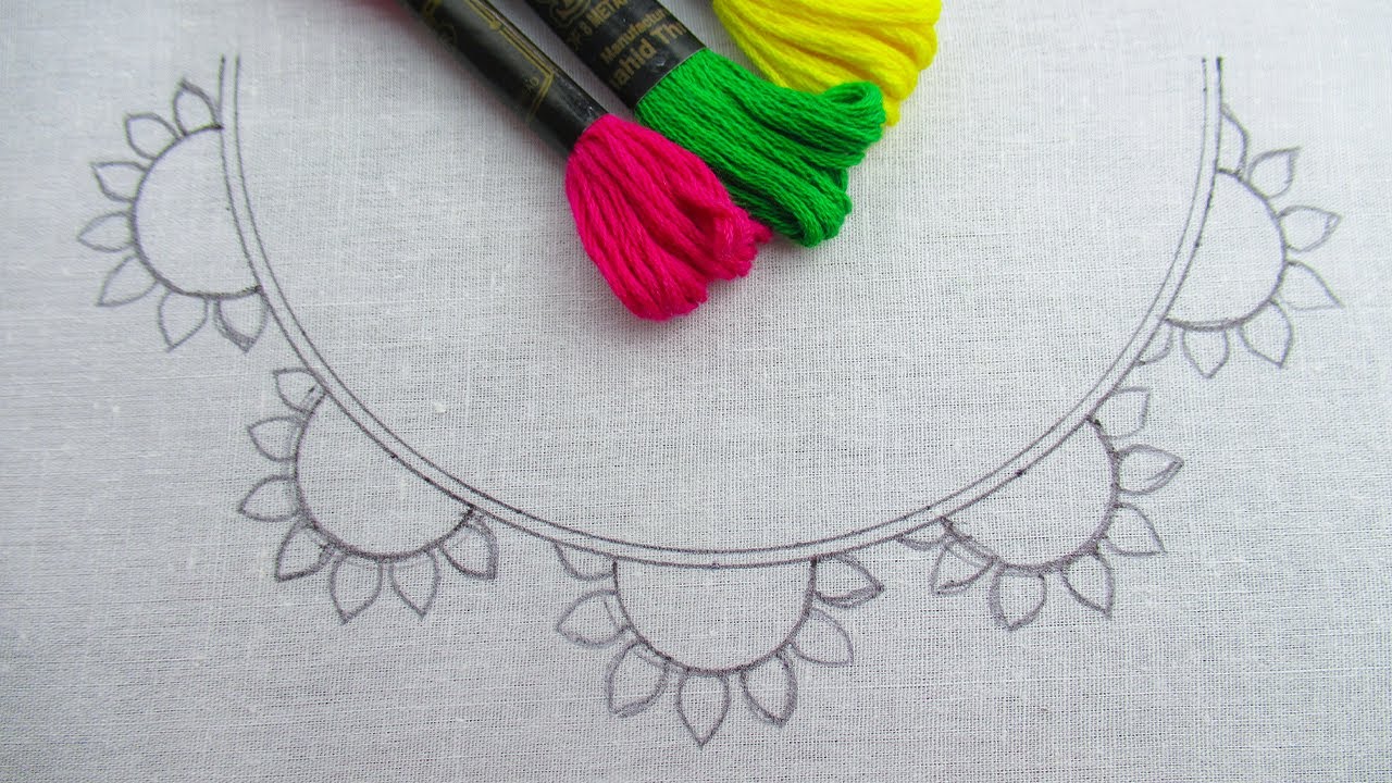 Wow! It's So Cute! New Hand Embroidery Floral Neckline Design For Dress Easy Bullion Knot Stitch