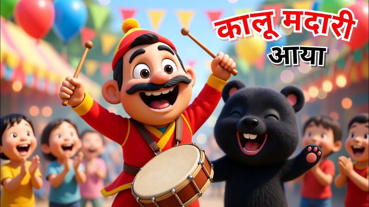 कालू मदारी आया | भालू और बच्चे नाचे 🐻🎪 | Fun Kids Rhyme in Hindi | Bhalu Madari Dance Song 🐻💃