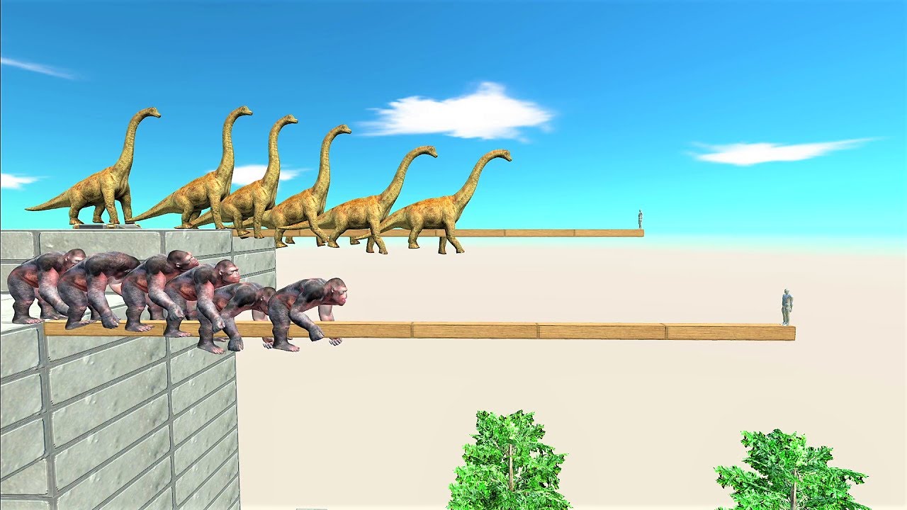 Challenge to cross without falling the log bridge! | Animal Revolt Battle Simulator