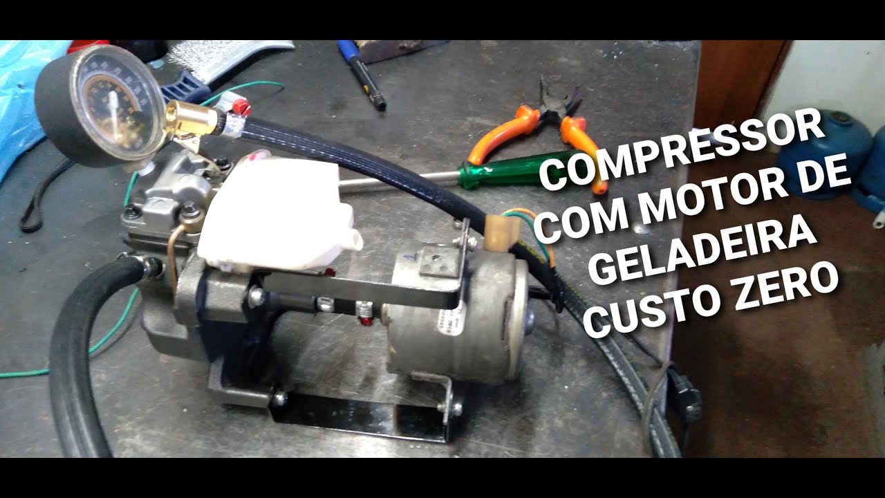 COMPRESSOR DE AR COM MOTOR DE GELADEIRA (AIR COMPRESSOR FROM A FRIDGE MOTOR)