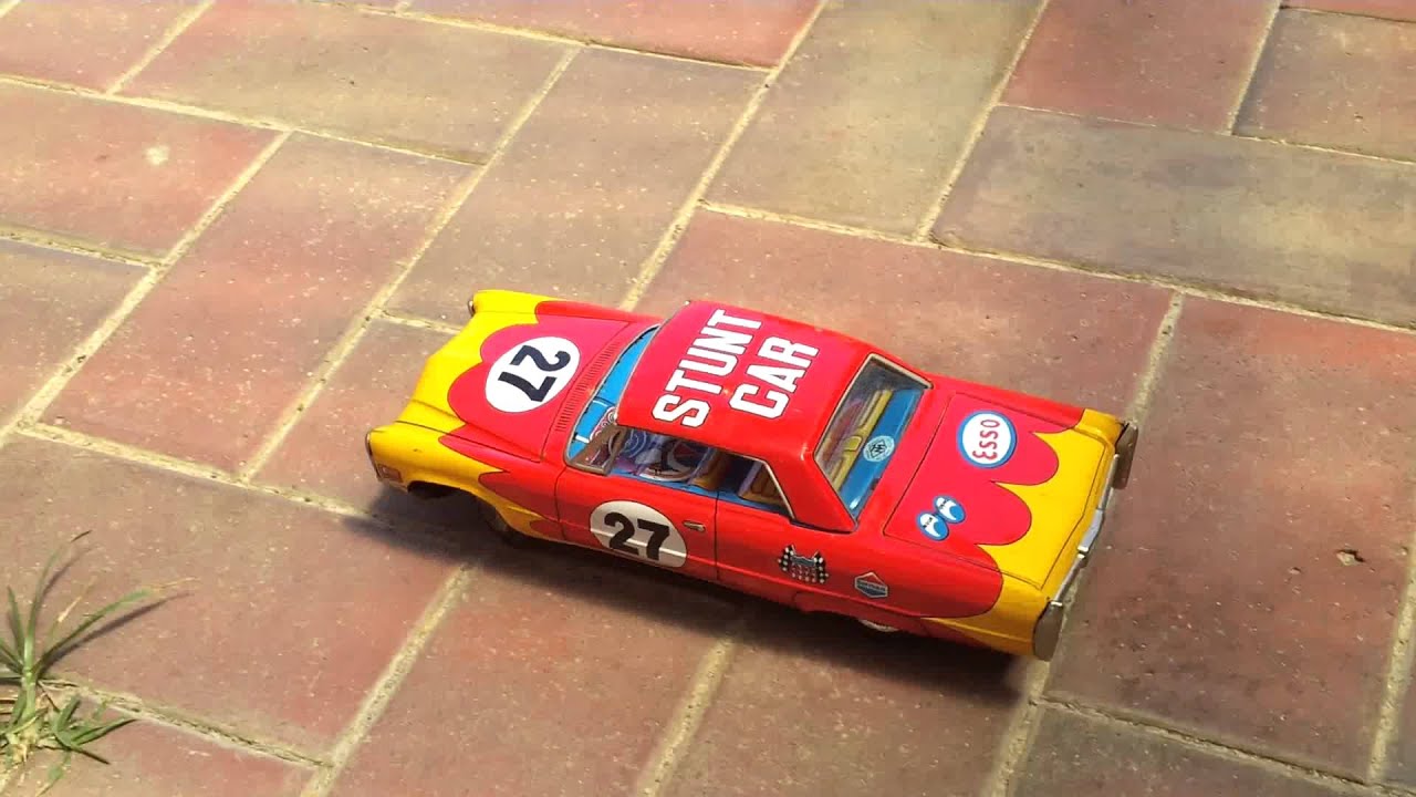 1960s/70s Rare Battery Stunt Car ESSO #27 Tin Toy Car Modern Toys Japan - WORKS