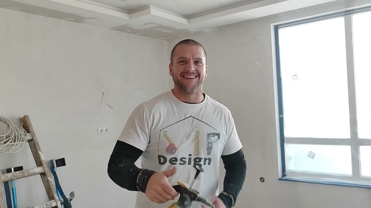 Шпакловане на гласфазерен воал първа втора и трета ръка грундиране със специален инструмент