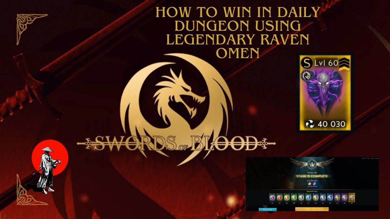How to win Daily Dungeon using Legedary Sentinel Raven Omen | Swords Of Blood