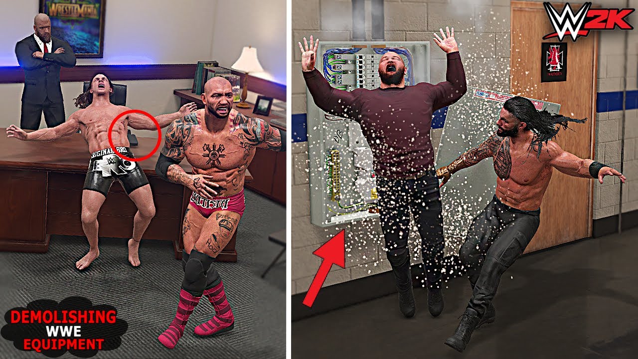 Top 10 Superstars Demolishing WWE Equipment!! | WWE 2K