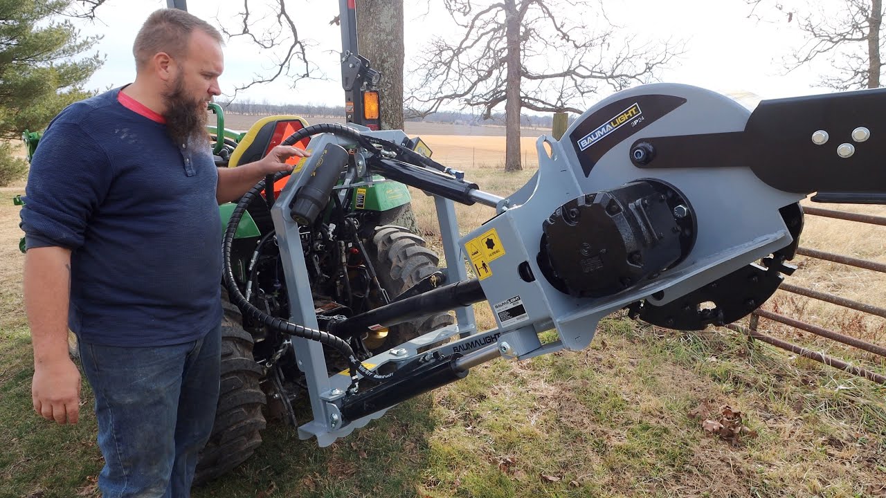 Baumalight 3P24 Stump Grinder On a Compact Tractor - This Thing is a Beast