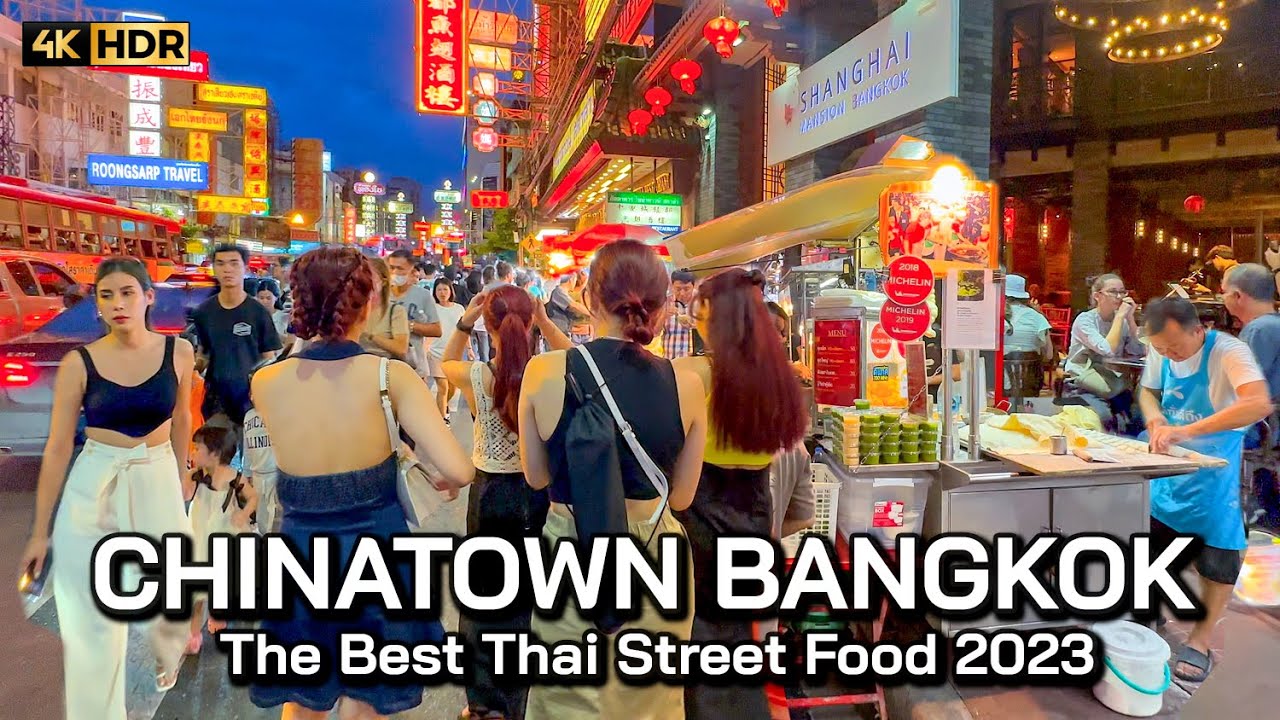 🇹🇭 4K HDR | The Best Thai Street Food | Night Walk in Chinatown Yaowarat Bangkok