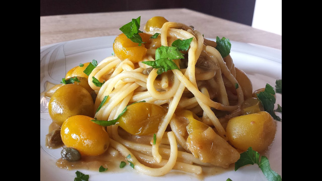 Spaghetti con alici e pomodorini gialli - Le video ricette di Lara
