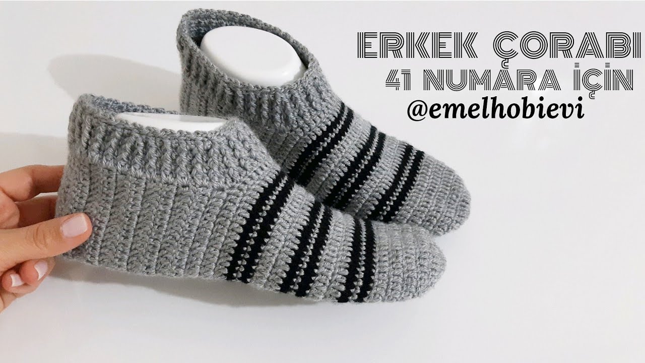 Tığ İşi Erkek Çorap Yapımı / 41 Numara İçin