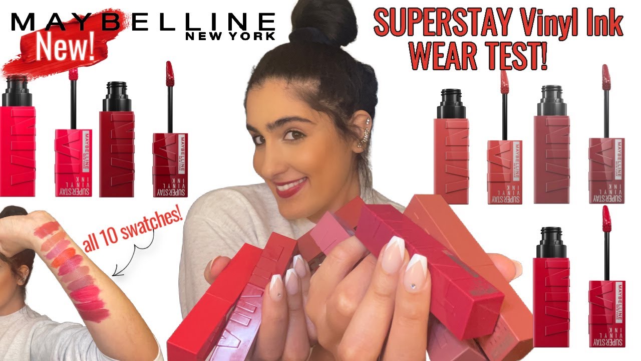 *NEW* MAYBELLINE SUPER STAY Vinyl Ink Liquid Lipcolors!😍  Swatches, First Impression + Wear Test!