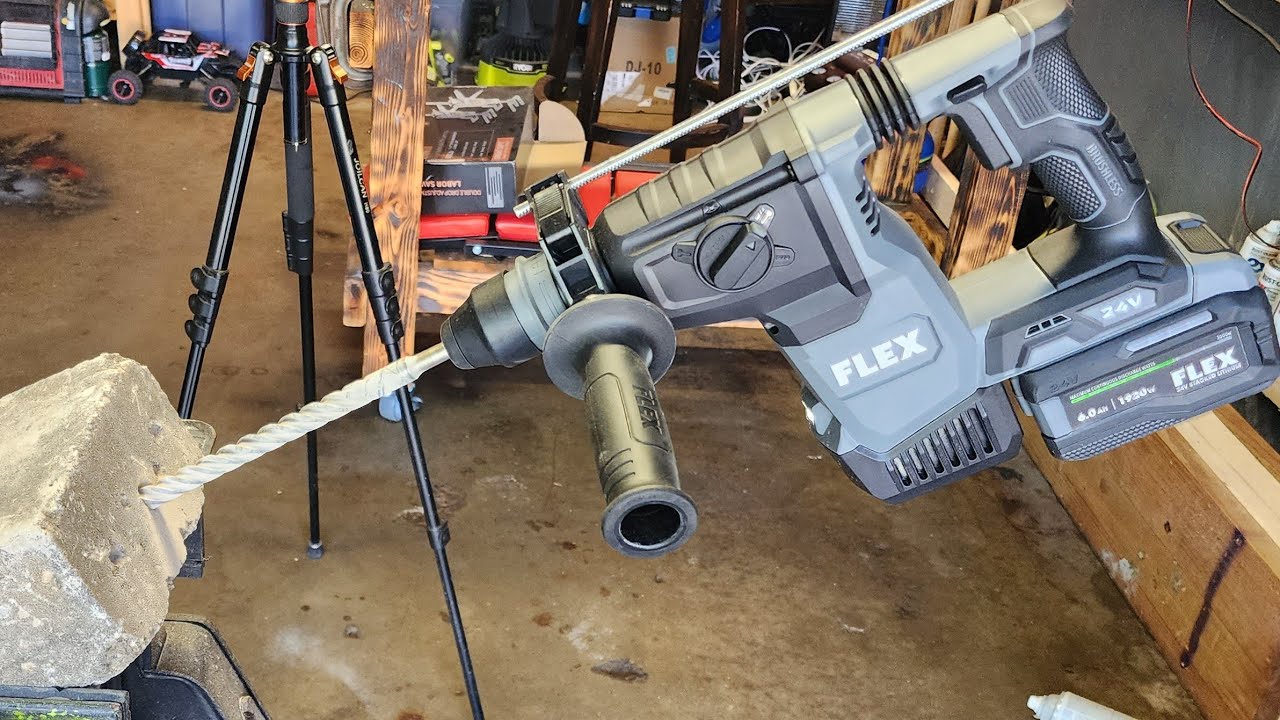 FLEX 24V 1 INCH SDS ROTARY HAMMER DRILL TESTING AND REVIEW 🤔🤔🤔🤔