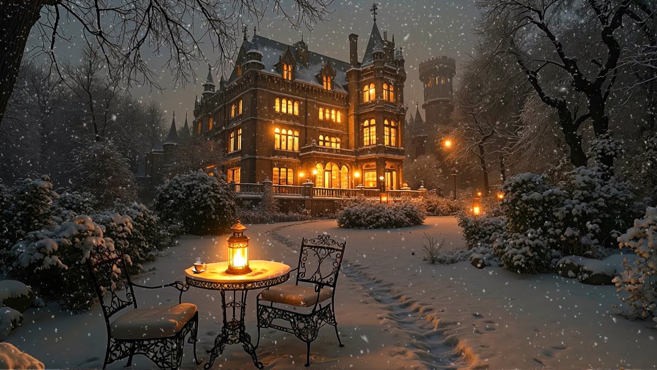 A Still Winter Night in a Gothic Manor Garden | Slow Piano Study & Dark Academia Music
