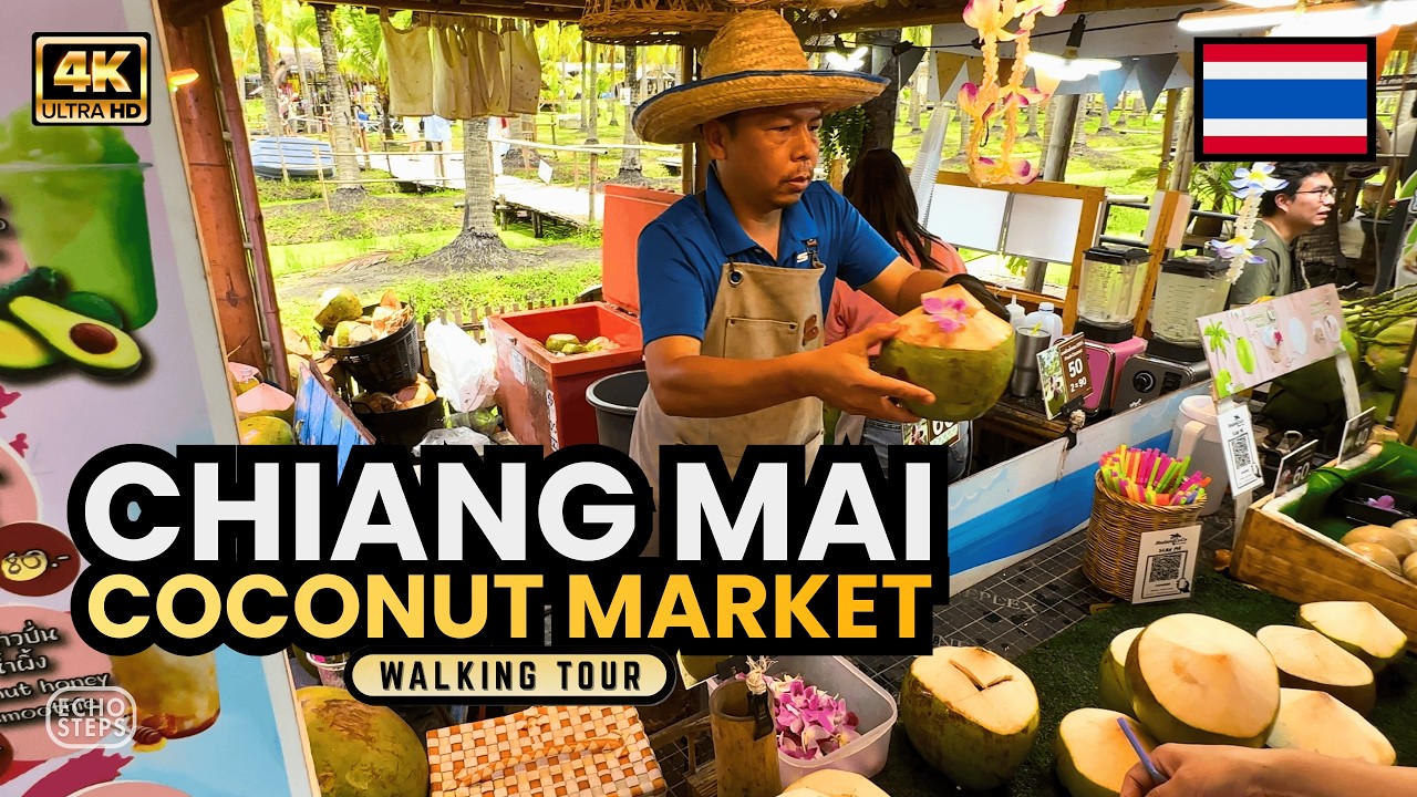 Hidden Market in Chiang Mai, Thailand | Coconut Market | 4K Walking Tour