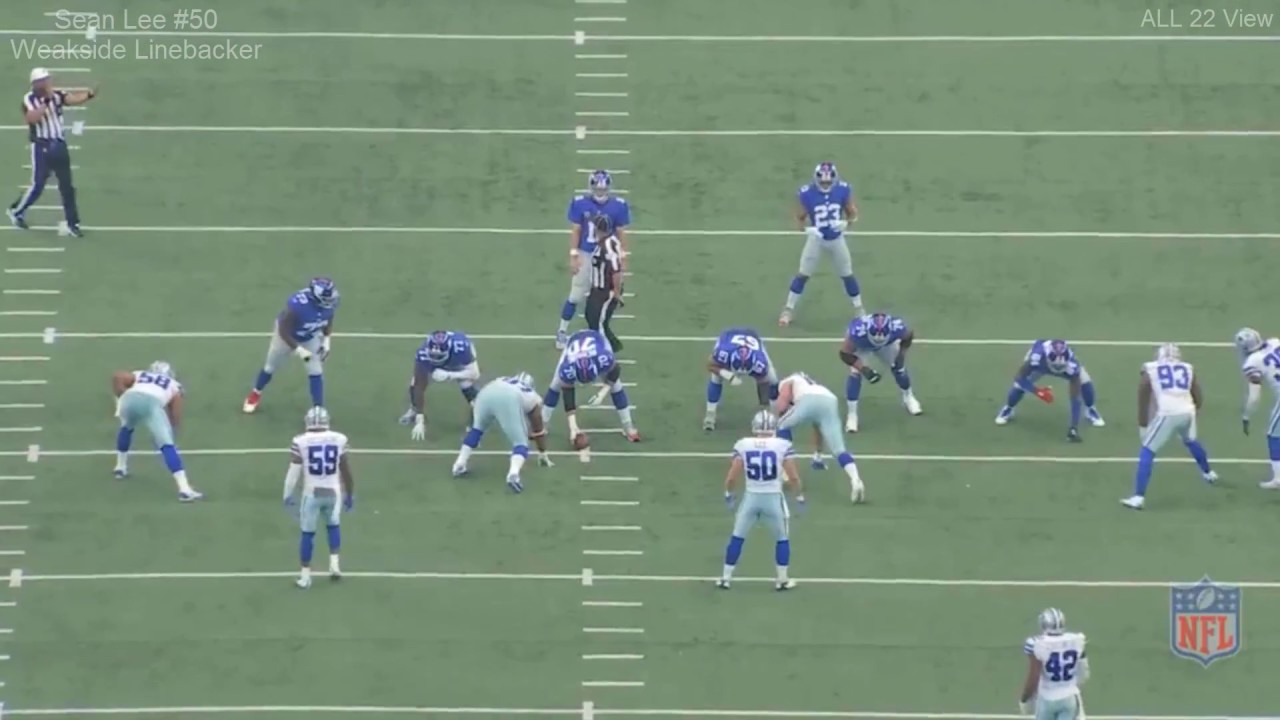 Sean Lee #50 Weakside Linebacker All 22 Study Film Week 1-2 2016 HD