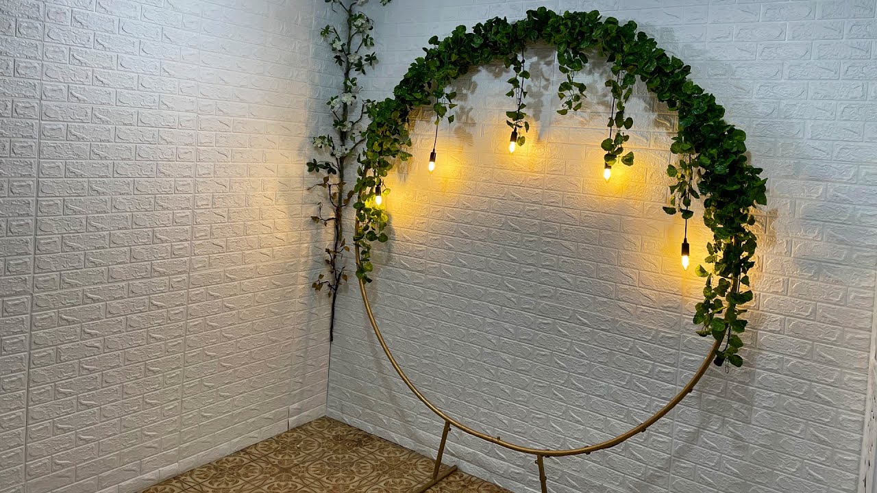 Como Fazer Arco Painel Redondo Com Lâmpada de Led Filamento e Folhagens Decoração Festa Casamento