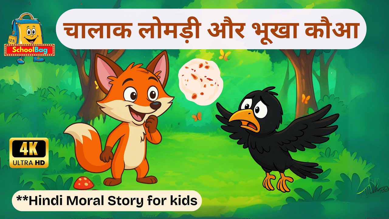 चालाक लोमड़ी और भूखा कौआ 🦊🐦‍⬛| मजेदार नैतिक कहानी | Hindi Animated Story for Kids