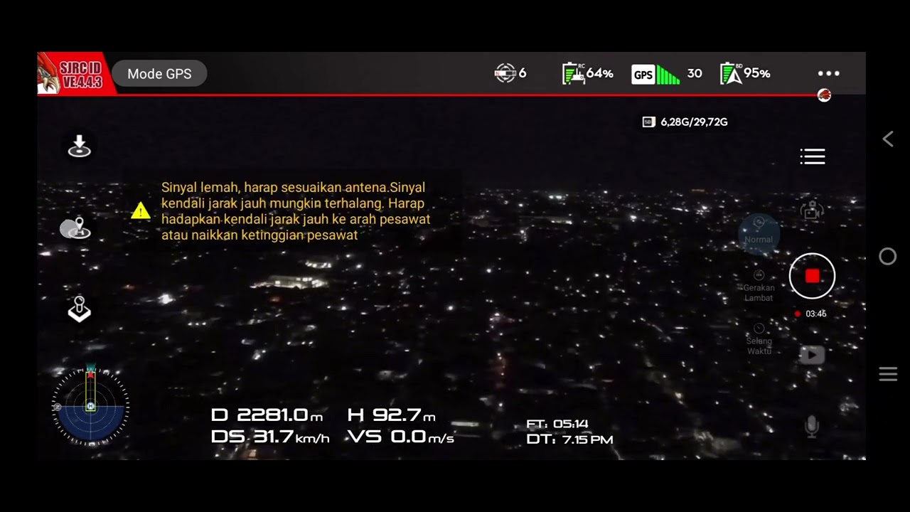 Tes apk SJRC ID versi 4.4.3  terbang malam hari
