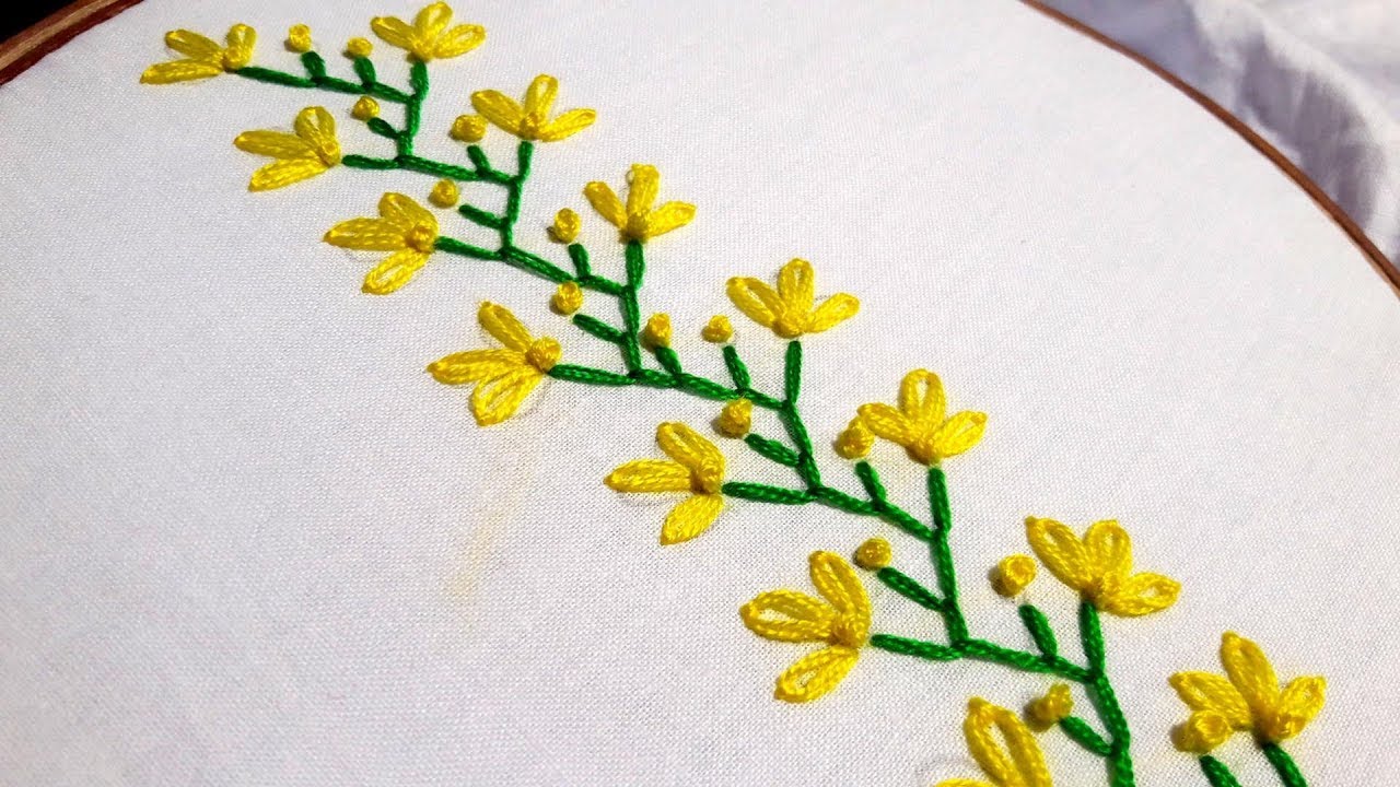 Hand Embroidery : easy & beautiful  border design for beginners.