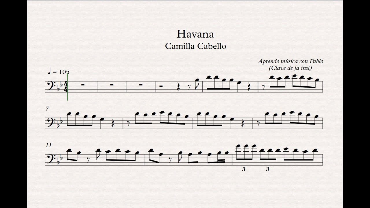 HAVANA: Clave de Fa (trombón, chelo, fagot, contrabajo)(partitura/playback)
