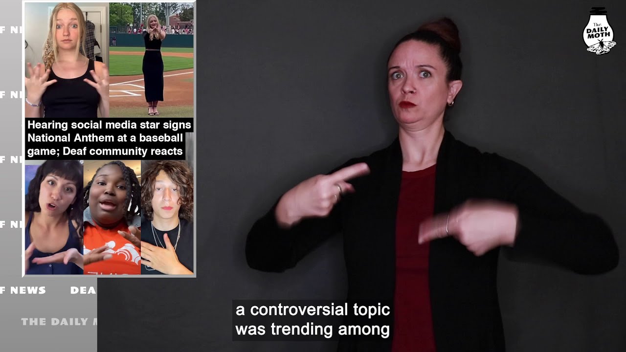 Hearing social media star signs National Anthem at a baseball game; Deaf community reacts
