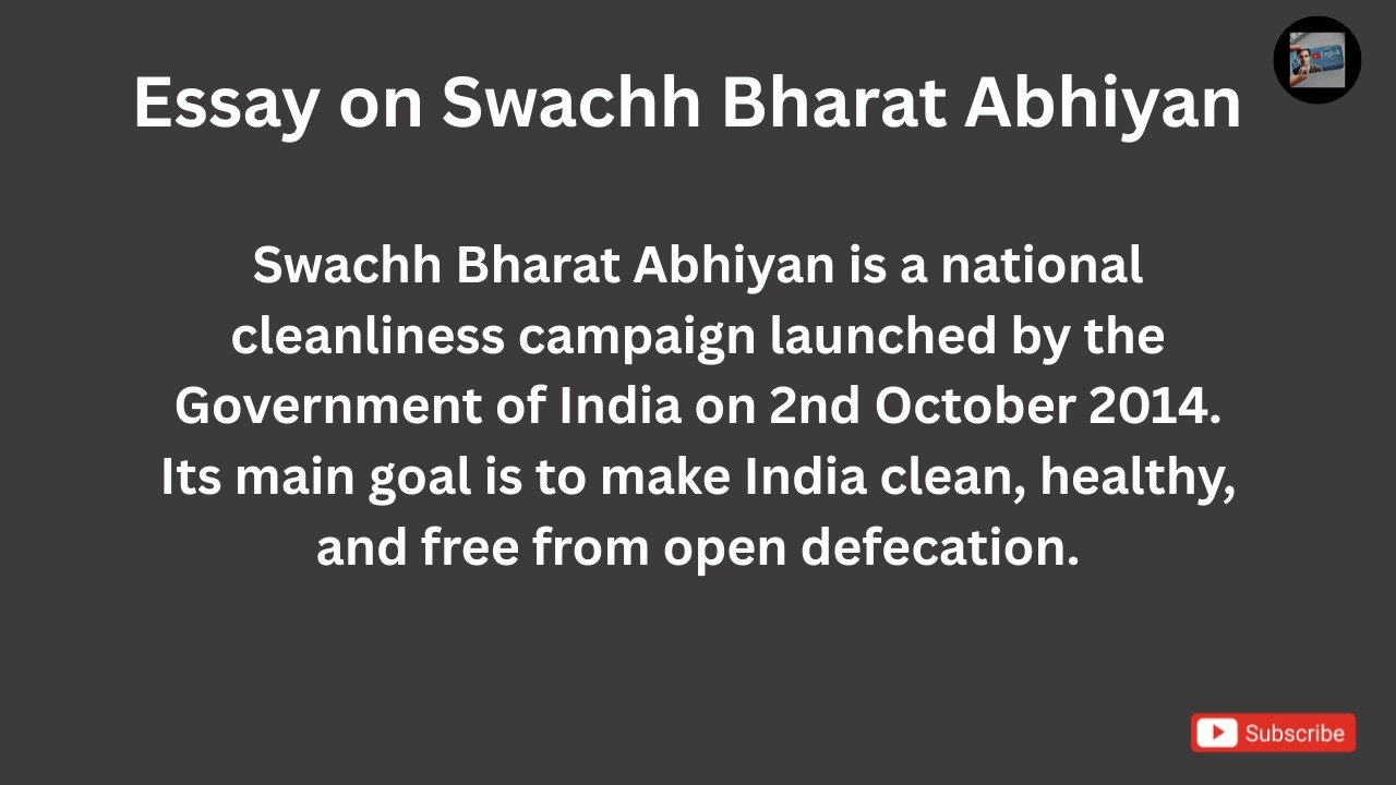 Essay on 🚮 Swachh Bharat Abhiyan | Clean India Movement & Importance | Learn English with suraj