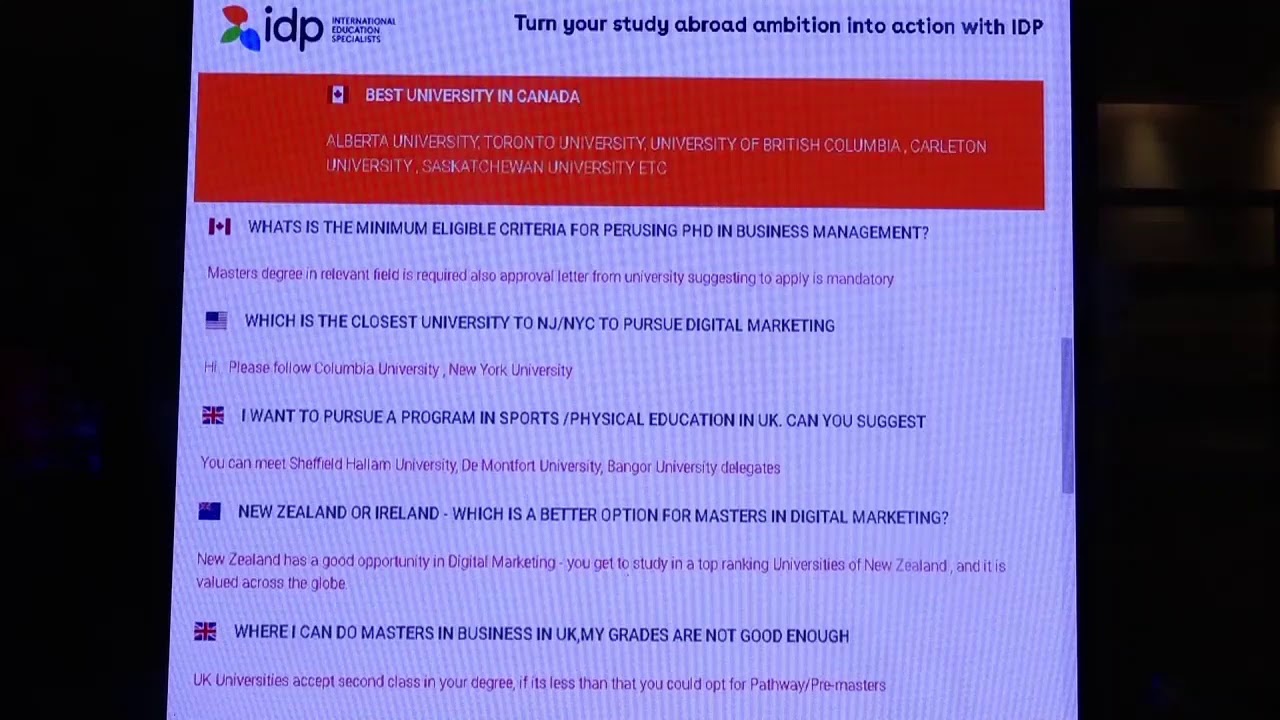 Q&A Screen At The IDP Event