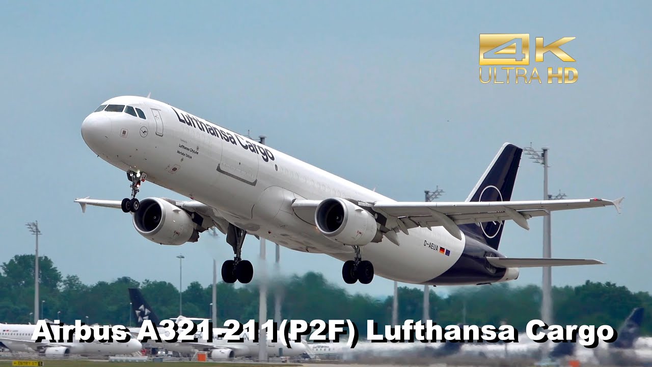 Airbus A321-211P2F from Lufthansa Cargo D-AEUA departure at Munich Airport MUC EDDM #lh #cargo