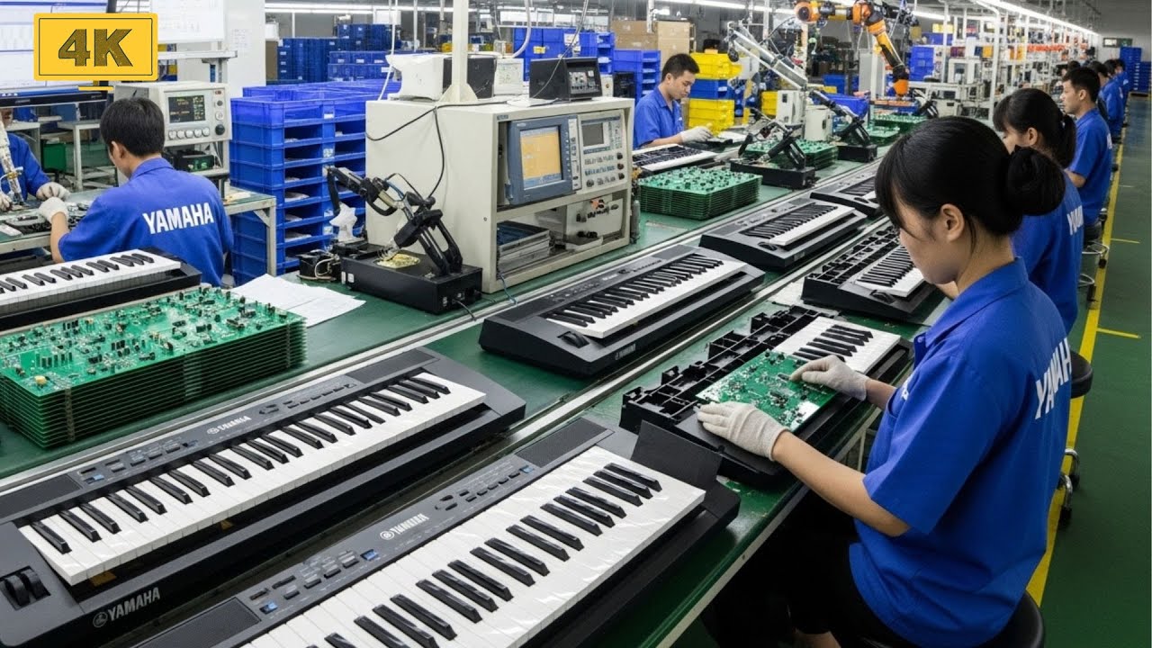 Inside the YAMAHA factory: manufacturing process of the Yamaha PSR-E473 keyboard.